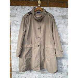 Jane Post Italian Fabric Raincoat 3X | Tan Taupe Hooded Trench | Gorpcore